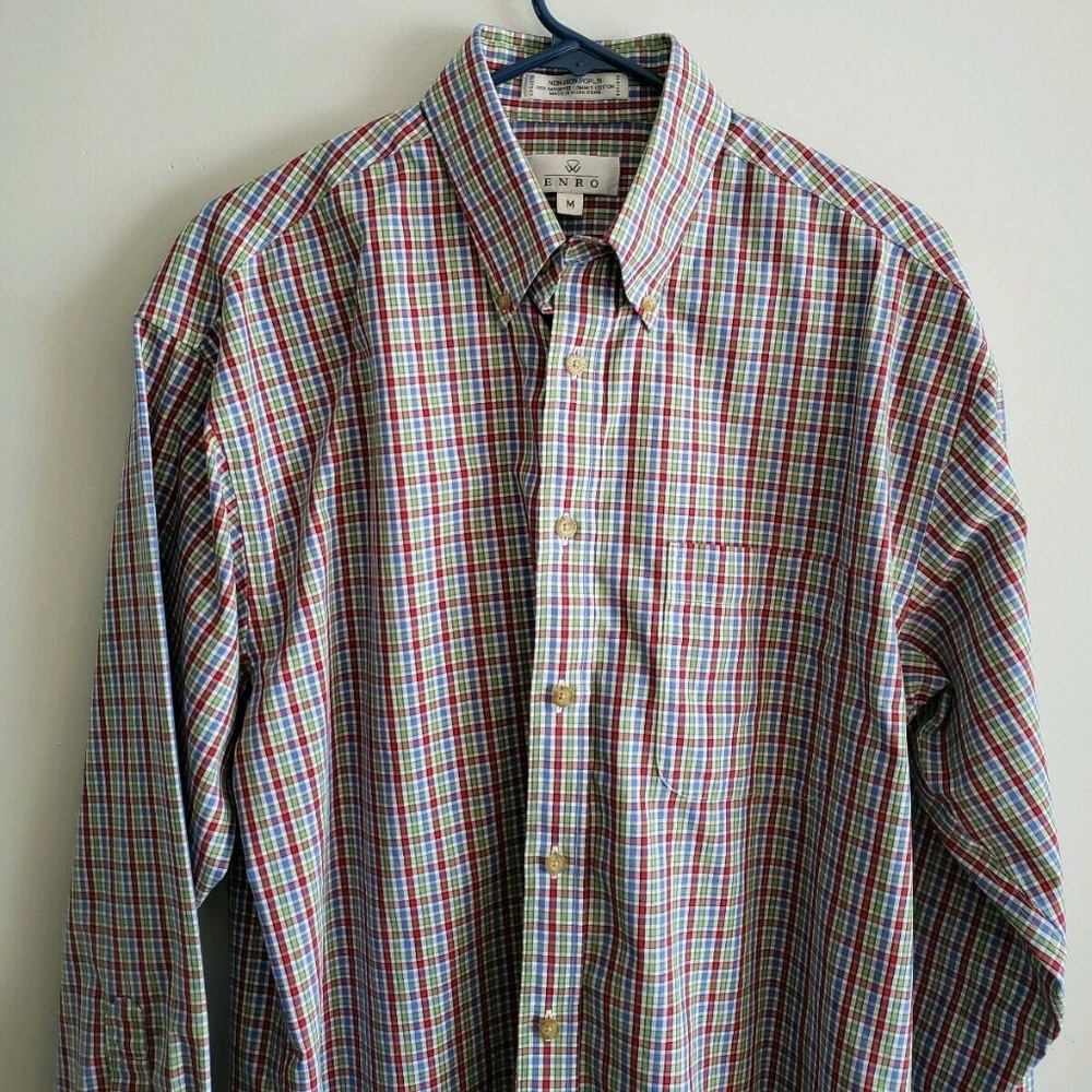 Enro Mens Button Down Dress Shirt Sz M